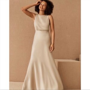 BHLDN Beckett Satin Charmeuse Maxi Dress in Champagne